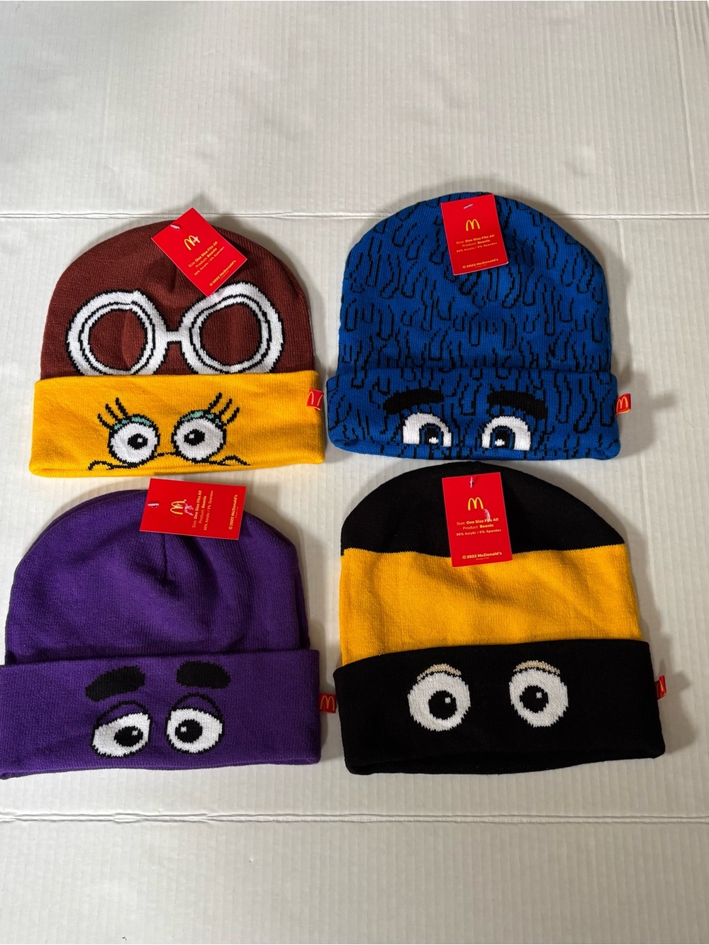 NEW McDonald’s 2022 Hamburglar BIRDIE GRIMACE FRY GUY Beanie Hat Limited Ed Lot